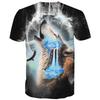 Men's 3D Printed T-Shirt Short Animal Wolf Print Sleeve O-Neck Pullover casual top