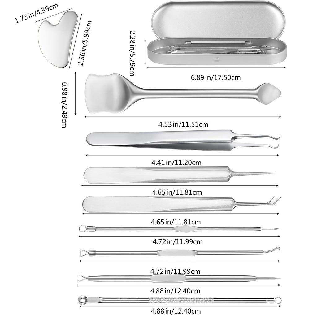 Blackhead Remover Comedone Squeezer Set Stainless Steel Pimple Squeezer Tool Acne Pimple Tweezers for Nose Face Care