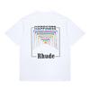 2023 Cross-border European and American Trendy Brand RHUDE Micro-standard Rainbow Square Circle Printed Short-sleeved T-shirt Men's and Women's High 