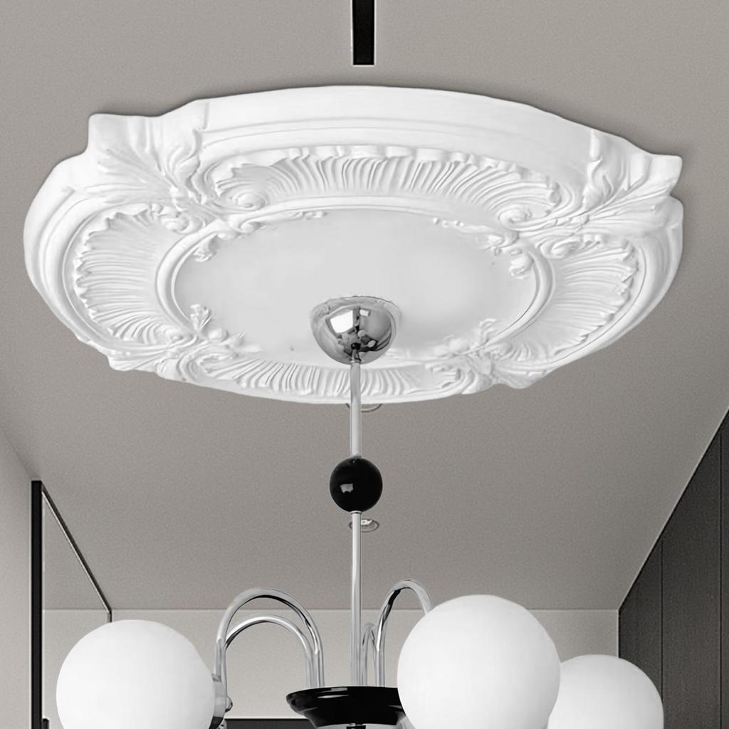Elegant European Ceiling Medallion with Pre-Cut Light Hole - Decorative Ceiling Rose for Chandeliers & Light Fixtures for Home