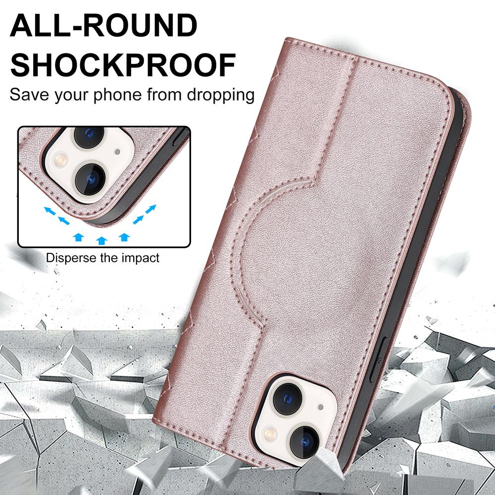 For iPhone 13 mini 5.4 inch RFID Blocking Phone Case Card Holder Stand Phone Leather Cover Compatible with MagSafe