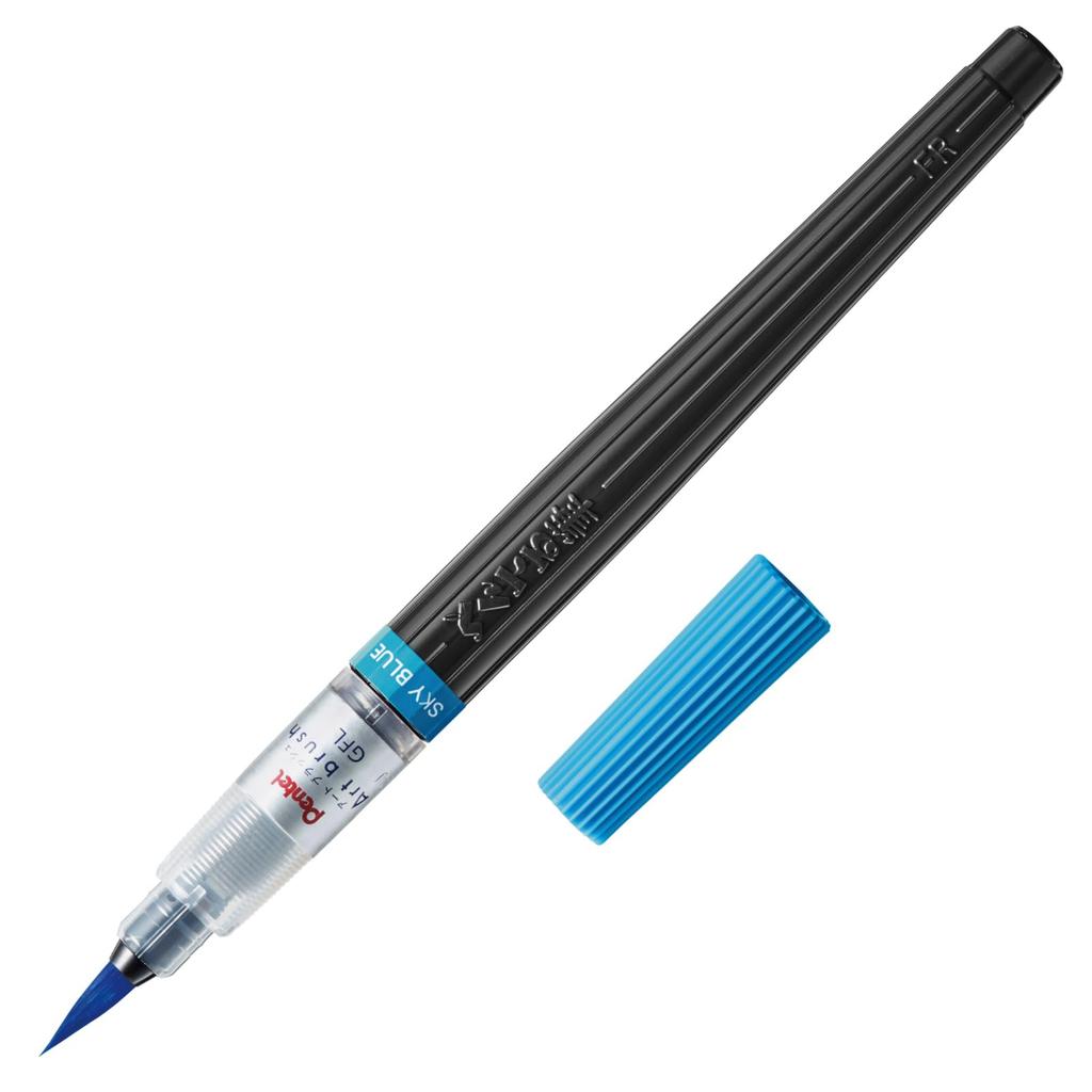Pentel Art Brush Pen XGFL-110 Sky Blue Calligraphy Marker, Brush Tip for Drawing & Lettering, Water-Based Ink