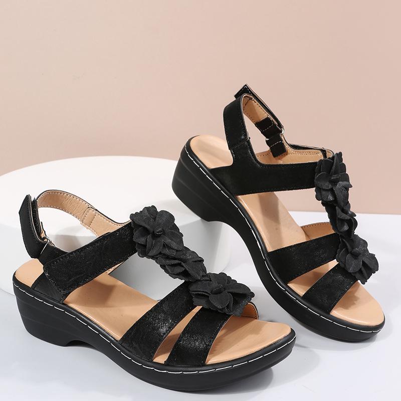 Summer 2025 Women s Hollow Platform Wedge Sandals - European  American Style, Floral, Casual, Comfortable, Plus Size Available 36