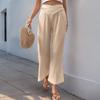 Women's Fashion Casual Solid Color Print High Waist Trousers Pants & Capris