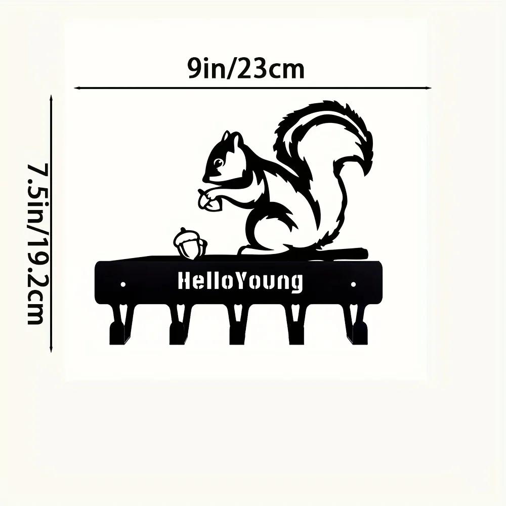 

1 шт. Белка металлический держатель для ключей настенный крючок художественные декоративные аксессуары для настенного монтажа, крючок, брелок чёрный