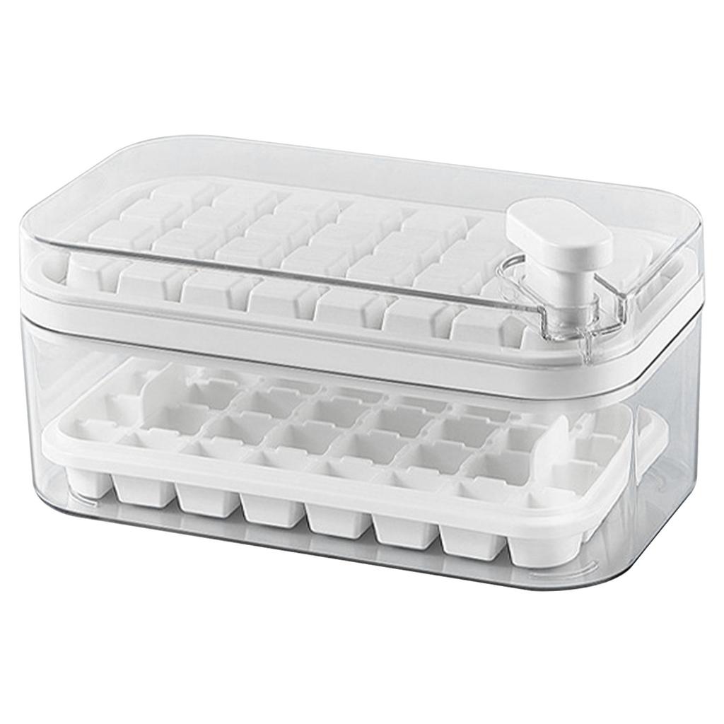 Ice Cube Tray Double Layer 64Pcs Ice Maker Box Home Press Easy Release Ice Freezer Storage Box
