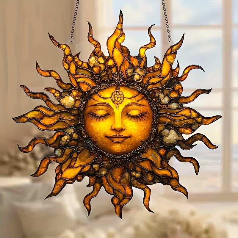 1Pc Sun Goddess Hanging Decoration Pendant Wind Chime Suncatcher Home Window Ornament Garden Decor Car Interior Decoratio