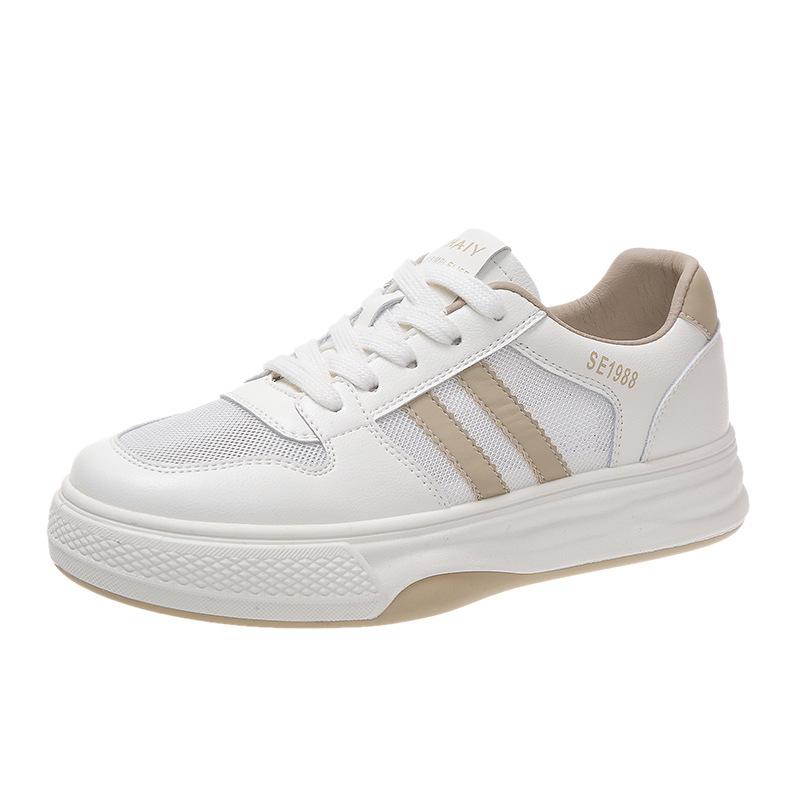 Leather Mesh Breathable Thin Flat-soled White Shoes Women's Summer New Soft-soled Single Shoes Casual Sports Board Shoes