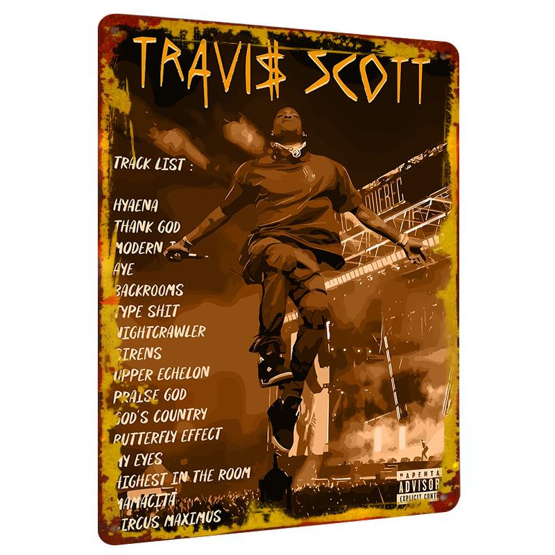 

Travis Scott Custom Metal Tin Sign Music Album Tracklist Art Decor for Bedroom Living Room Wall Decoration 20x30cm（7.8x11.8inch）