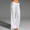Frühling frauen Baumwolle Leinen Lange Hosen Taschen Elastische Yoga Breite Bein Feste Beiläufige Lose Hosen Plus Größe