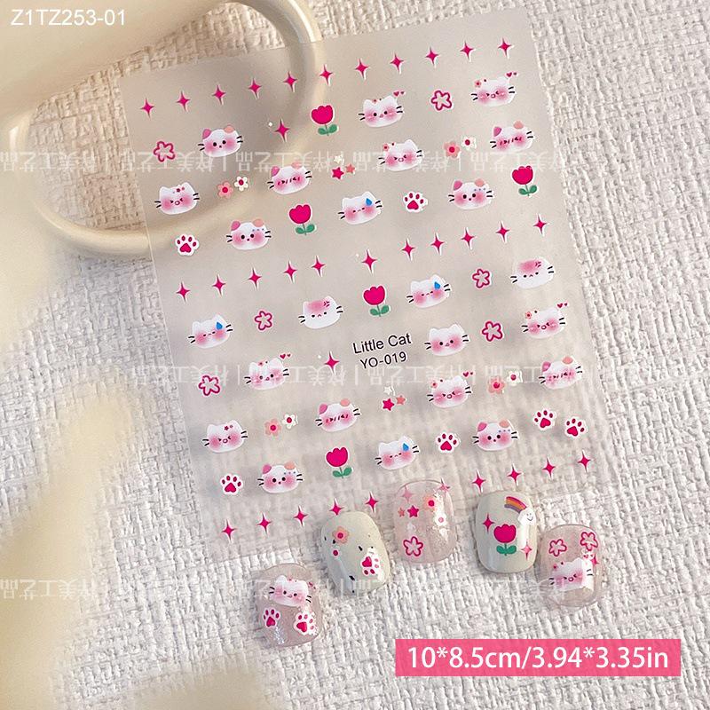 

3D Embossed Cute Animal Nail Stickers - Bears, Kittens, Puppies, Rabbits, Stars