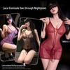 Sheer Temptation Mesh Lace See-Through Camisole Nightgown Set