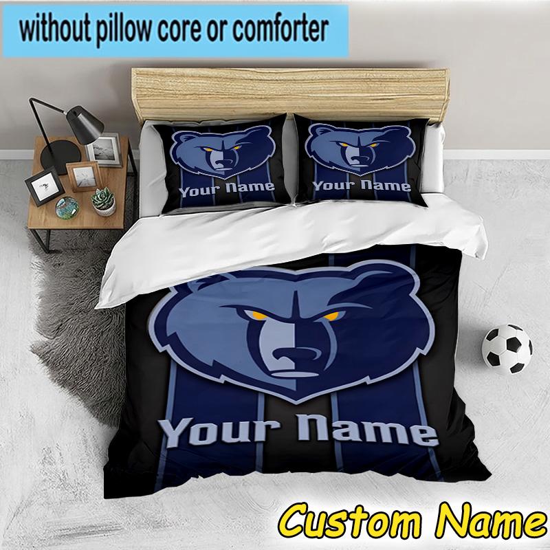 3pcs Custom Name City Grizzlies Bear Logo Bedding Set Includes 1 Duvet Cover & 2 Pillowcases for All Seasons Dormitory Home Decor Christmas gifts