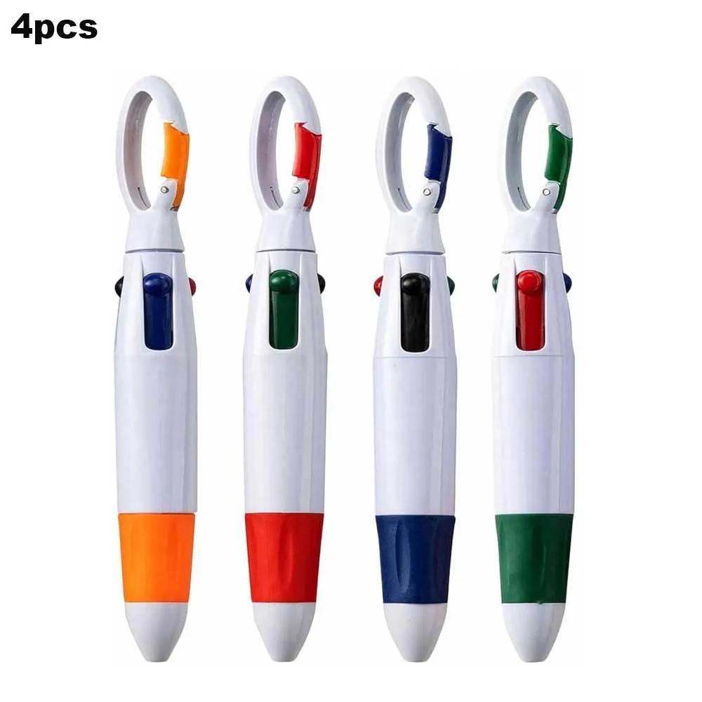 

4-12Pcs 4-in-1 Multi-Color Retractable Shuttle Pens, Ballpoint Pens with Carabiner Clip & Keychain, Bulk Assortment for Adults