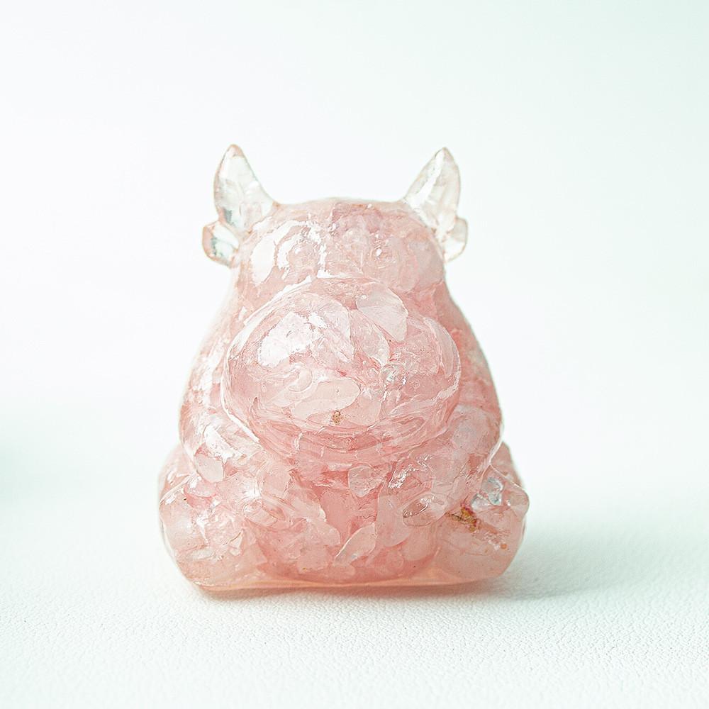 Resin Crystal Cow Figurine With Lucky Fortune For Office Desk Decor Gift For Teens And Adults
