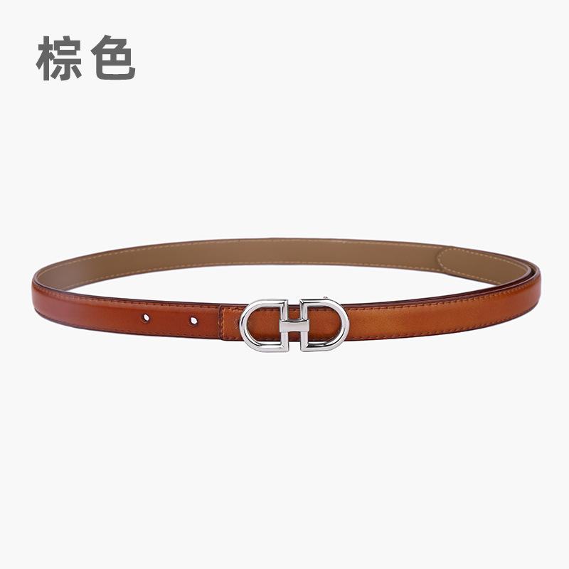 Leather Women'S Belt Simple Double Ring Belt With Jeans Casual Pants Belt Women'S Model
