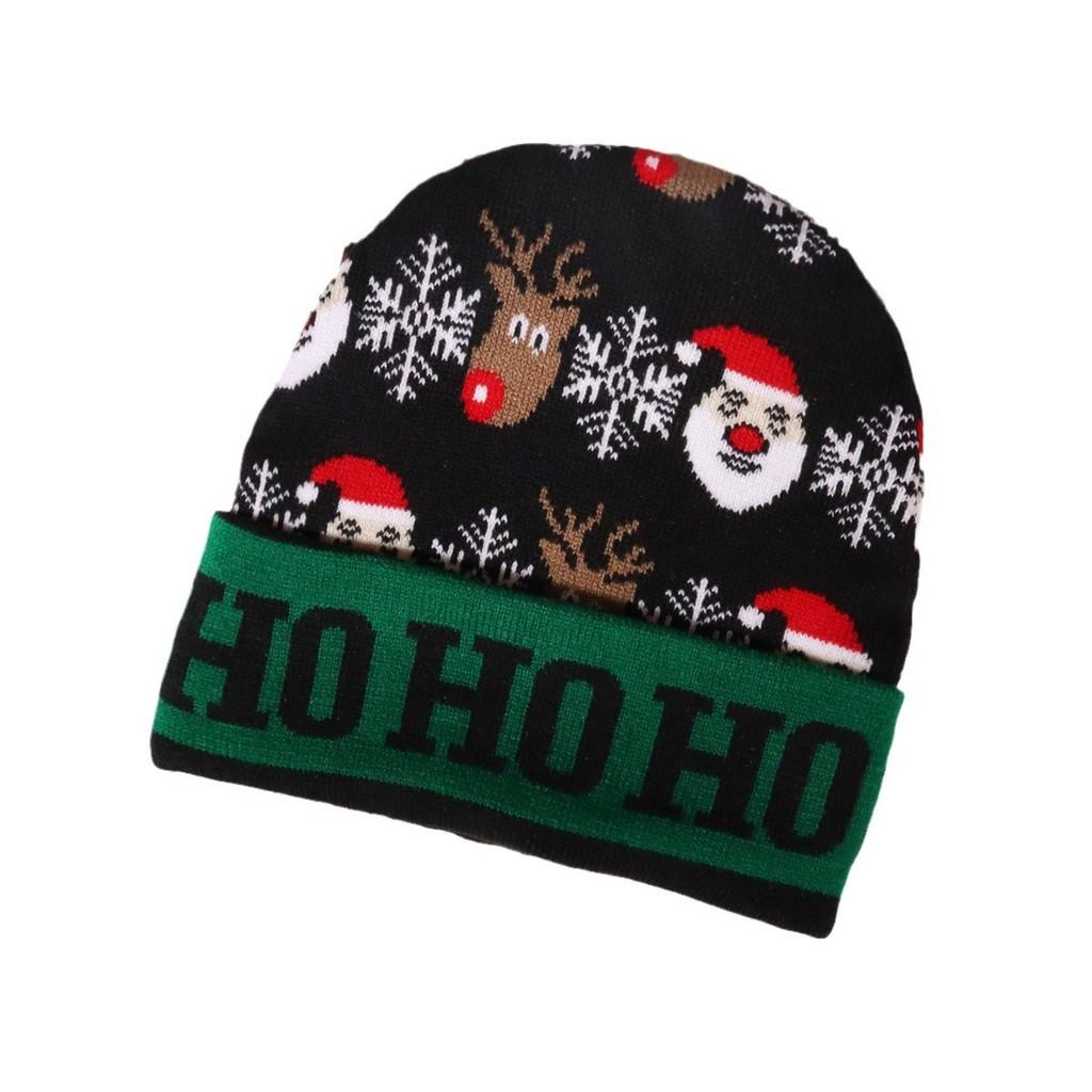 Christmas Deer Snowflake Letters Knit Hat With Warmth For Winter Outdoor Festivals