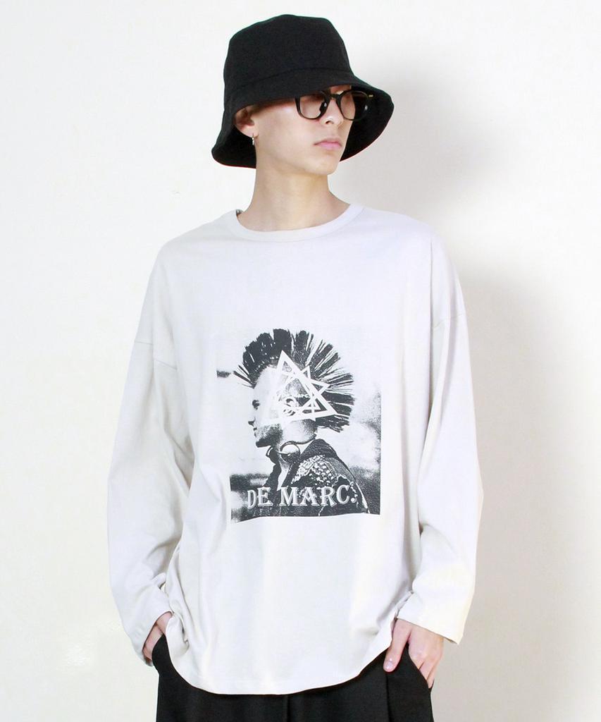 Deumakeu Dark Punk Graphic Boxy Fit T-Shirt Beige