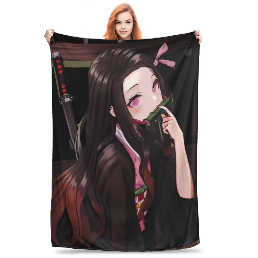 Kimetsu Demon Slayer Blankets Velvet Spring/Autumn Anime Kimetsu No Yaiba  Super Warm Throw Blankets for Bed Outdoor Rug Piece