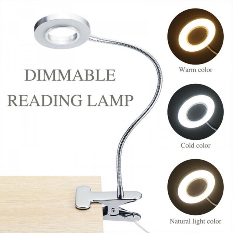 Dimmable Flexible USB Reading Lamp Next to Office Desk (Silver)