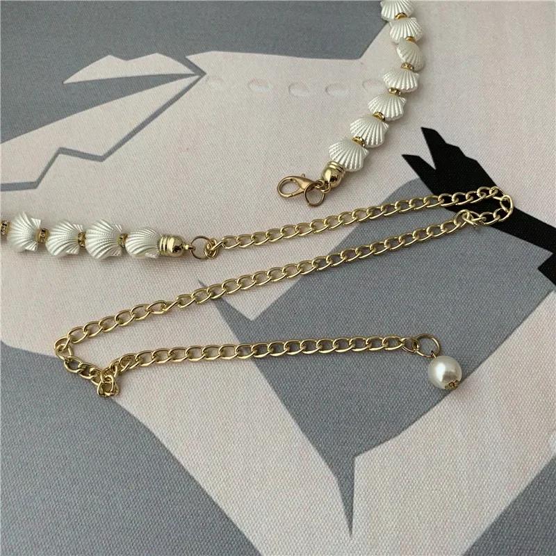 2025 New Women's Belt Shell Pearl Waist Chain Decorative Matching Dresses Simple Atmosphere Has Temperament 666