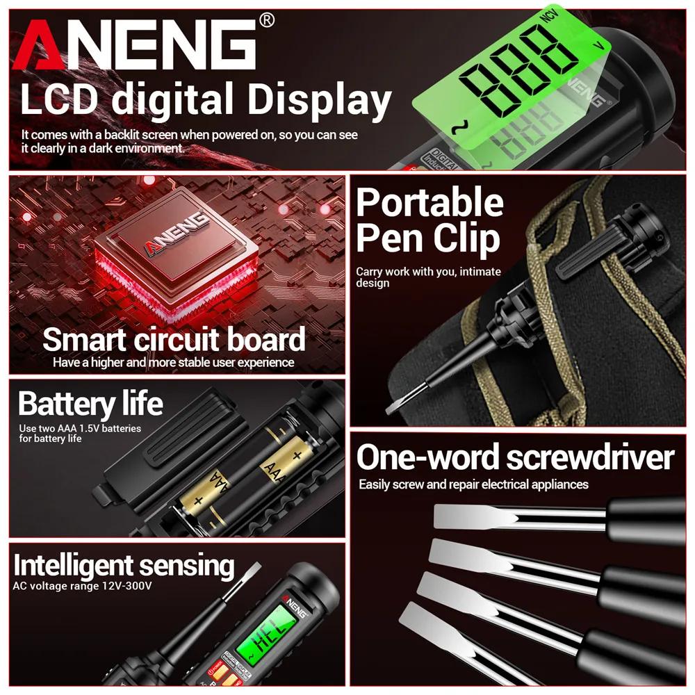 New High Precision ANENG B16 NonContact Voltage12V To 300V with LCD Backlight Flashlight Sound Light Alarm Auto Power Off for Electrician Testing Tool