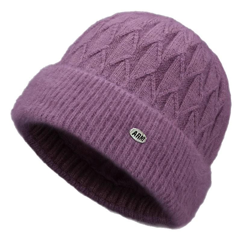 Women's Knitted Winter Hat with Velvet Lining & Ear Protection for Elderly