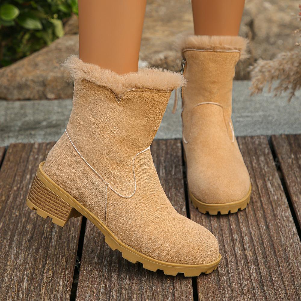 Fashion Winter Thick Plush Snow Boots Women Faux Suede Non-slip Woman Keep Warm Cotton Padded Shoes Platform Ankle Booties Size 36-43