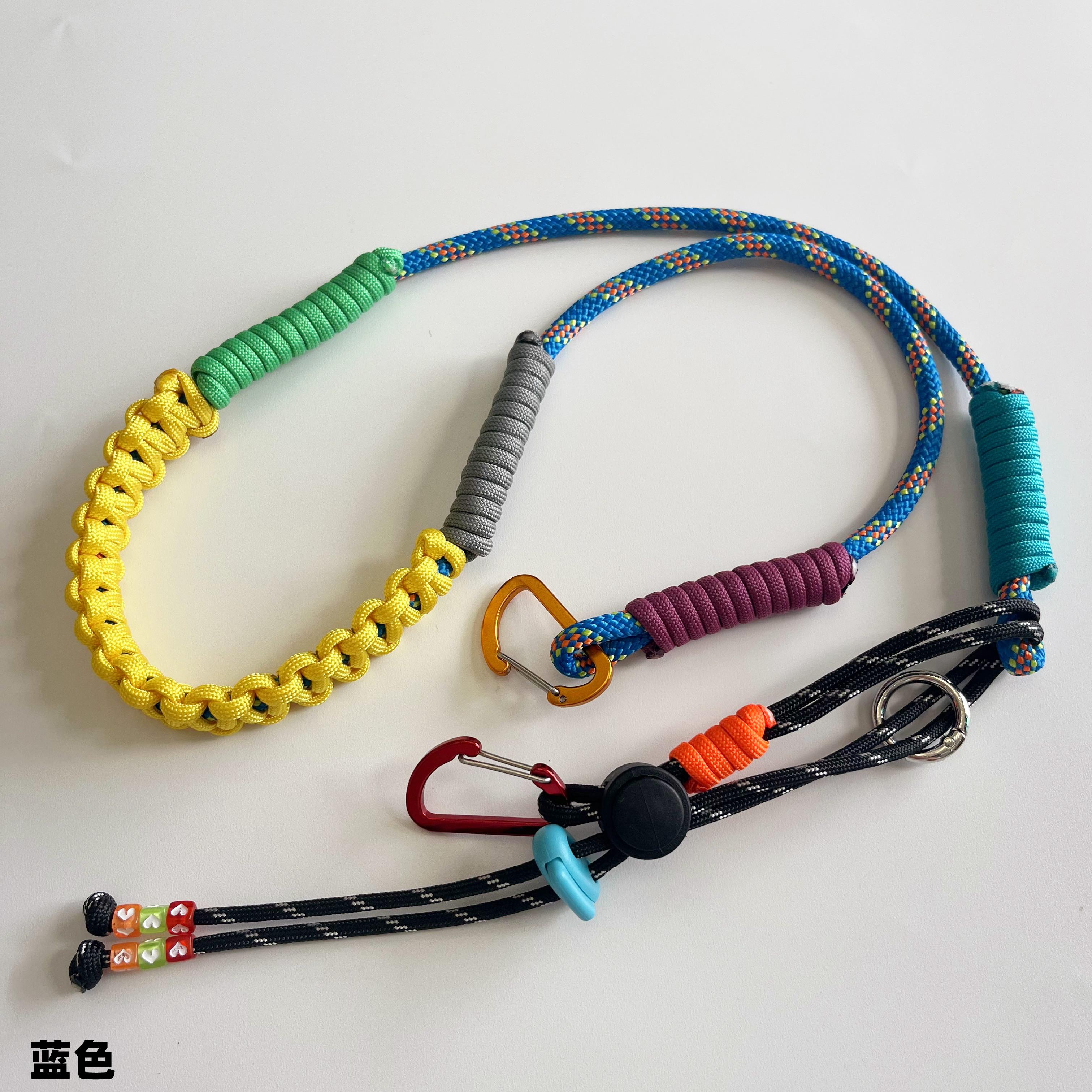 

Hand-made Woven Multifunction Adjustable Bag Strap Lanyard Outdoor Camping Hiking Crossbody Strap Replacement Rope синий