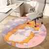 1pc Anime Cat Round Carpet Office Chair Mat, Non Slip Rug for Home Decor, Gift, Office, Living Room, Bedroom