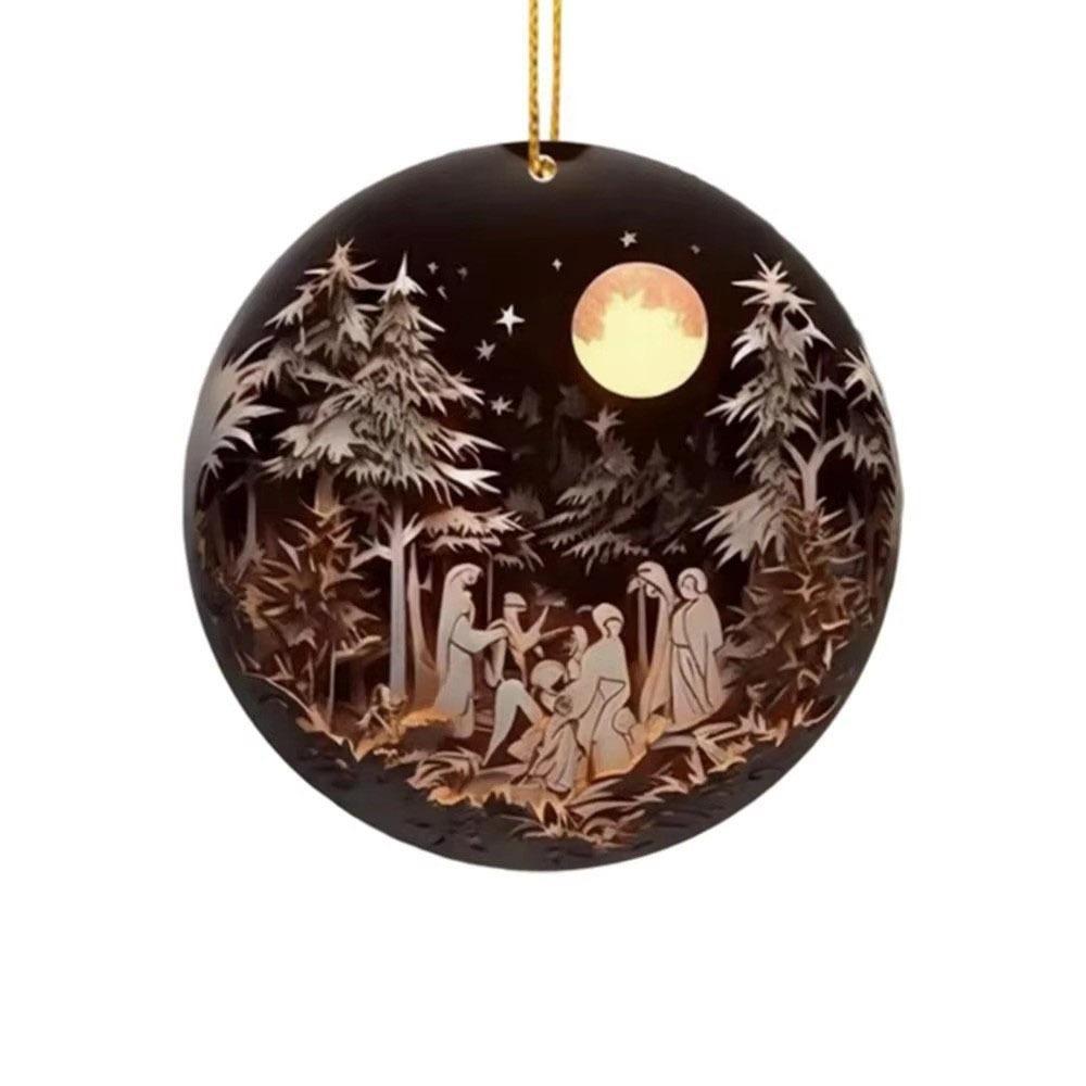 

New 2D Creative Painted Nativity Christmas Pendant Christmas Tree Ornaments Acrylic Hangable Christmas Decoration Home Decor
