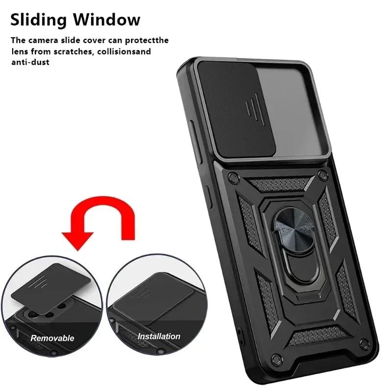 Slide Camera Lens Protector Case For Xiaomi Redmi Note 12 11S 12S 11 10 9 Pro Max 10C A1 A2 A1 Plus Shockproof Armor Ring Cover