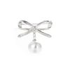 Elegant Simple Bow Brooches Women Bowknot Pin Pearl Pendant Safety Lapel Pins Wedding Jewelry Body Accessories Creative Brooche