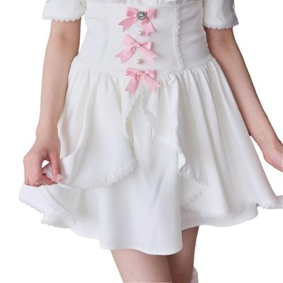 Yumetenbou Landmine Clothing Dear My Love Dámská korzetová sukně s předním volánem 534581 Bílá
