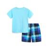Summer new boys' short-sleeved suit style fashion printed children's plaid shorts two-piece set