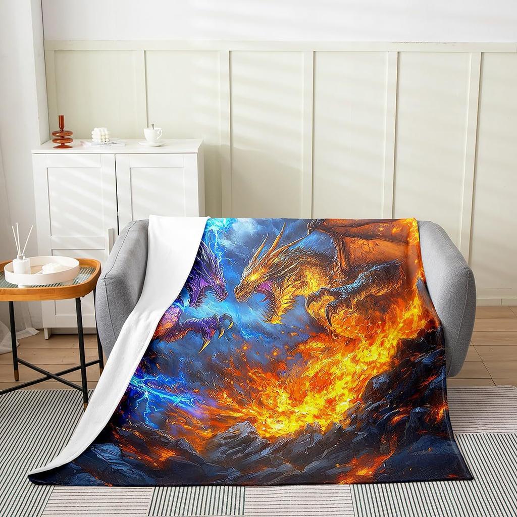 Blue Dragon Print Gift Blanket Home Decoration Gift Soft Flannel Blanket Nap Blanket Gift Blanket Source