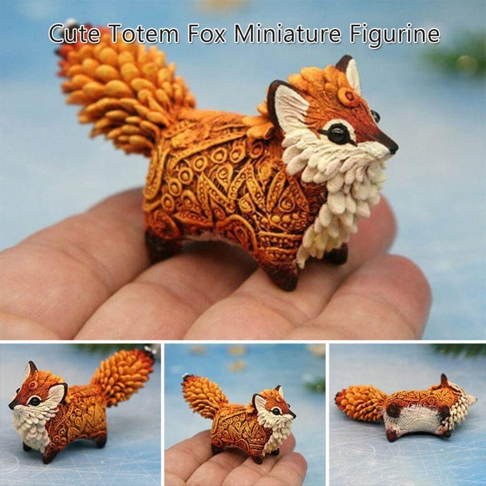 

Animal Resin Crafts Ornaments Totem Fox Miniature Figurine Desktop Decorations Fox Totem Statue