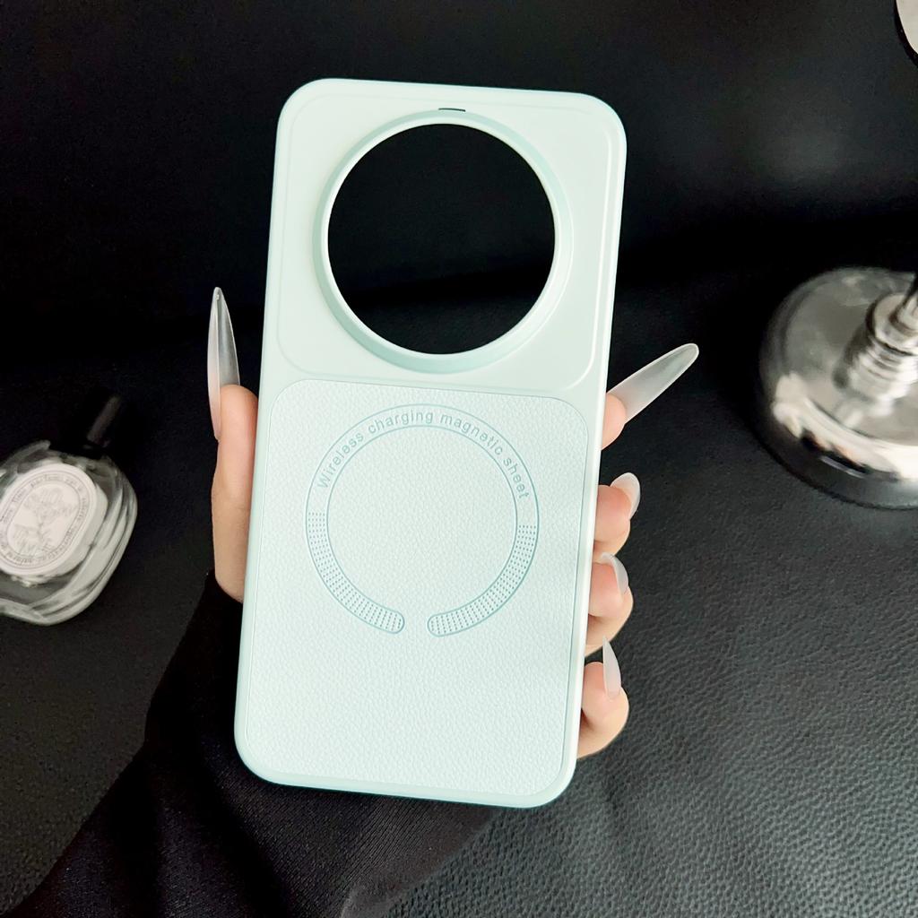 Litchi pattern magnetic attraction is suitable for Huawei Pura90ProMax mobile phone case Mate80 pigmented leather anti-drop hard sheath