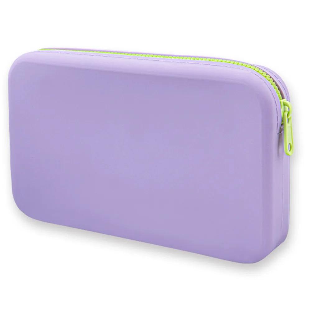

Storage Pouch Square Cosmetic Storage Bag Silicone Waterproof Makeup Pouch Large Capacity with Zipper Makeup Brush Holder фиолетовый