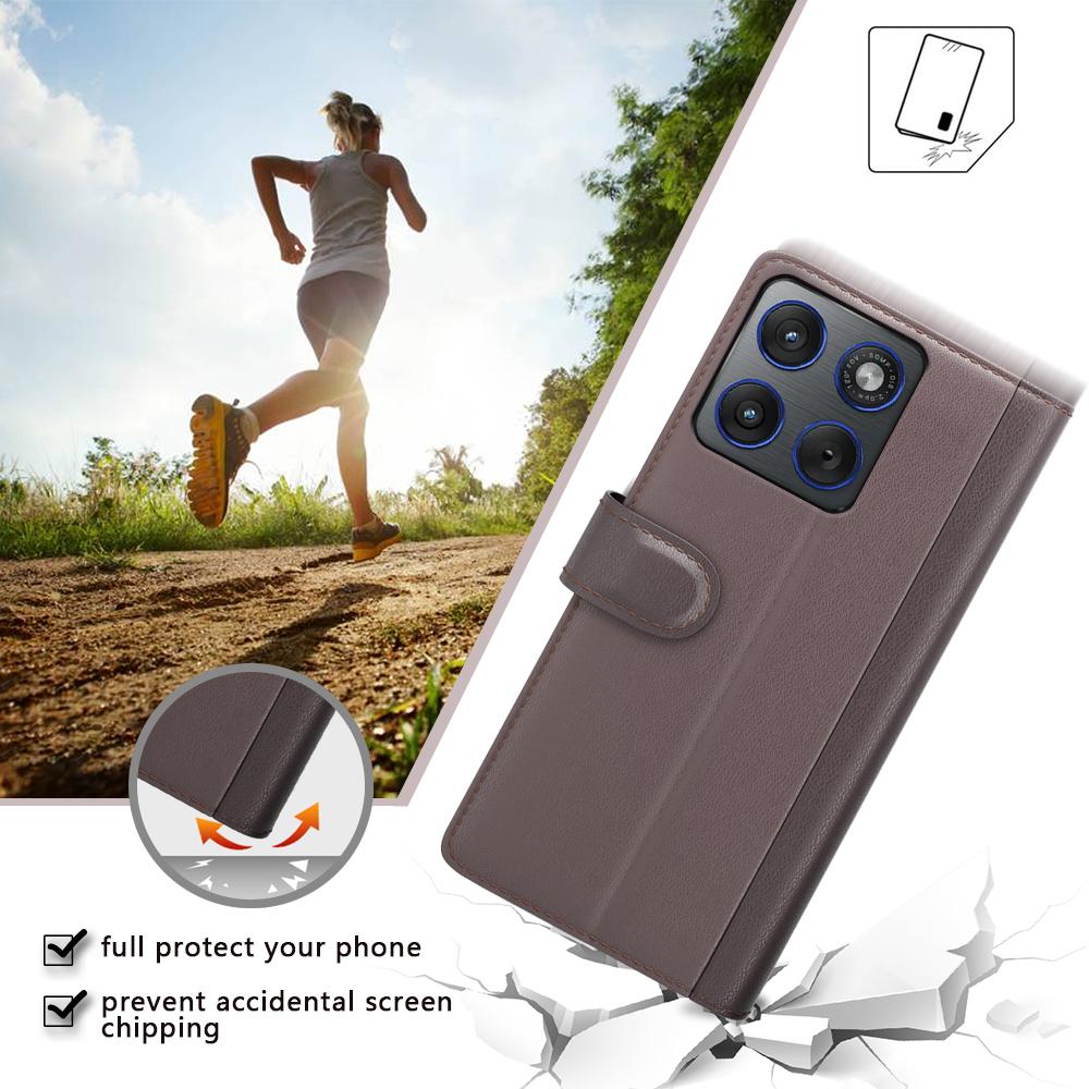 Etui do Motorola Edge 70 5G Prawdziwa Skóra Dzielona Pokrowiec na Telefon z Portfelem i Podstawką