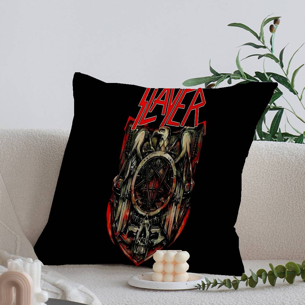 Rock S-Slayer Heavy Metal Band Pillow Covers Cartoon Sofa Decorative Home Double-sided Printing Short Plush Cute Cushion Cover