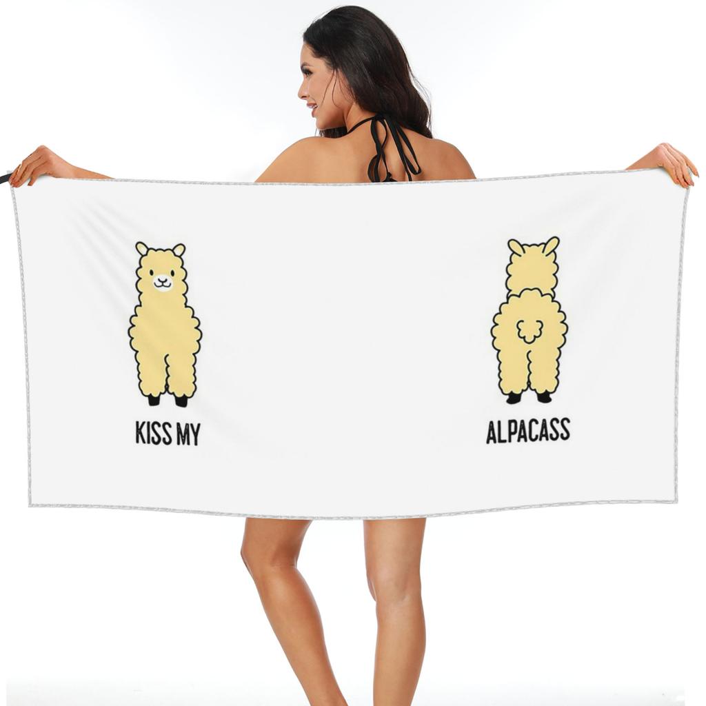 2-seitiges Kiss My Alpacass Lustiges Alpaka Lama Strandtuch Weiche Mikrofaser Schnelltrocknend Saugfähig Schnelle Handtücher Für Yoga