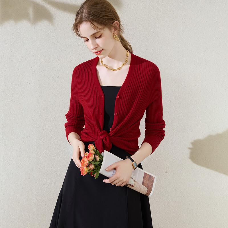 

Women s Pure Wool Ribbed V-Neck Knit Cardigan 2XL