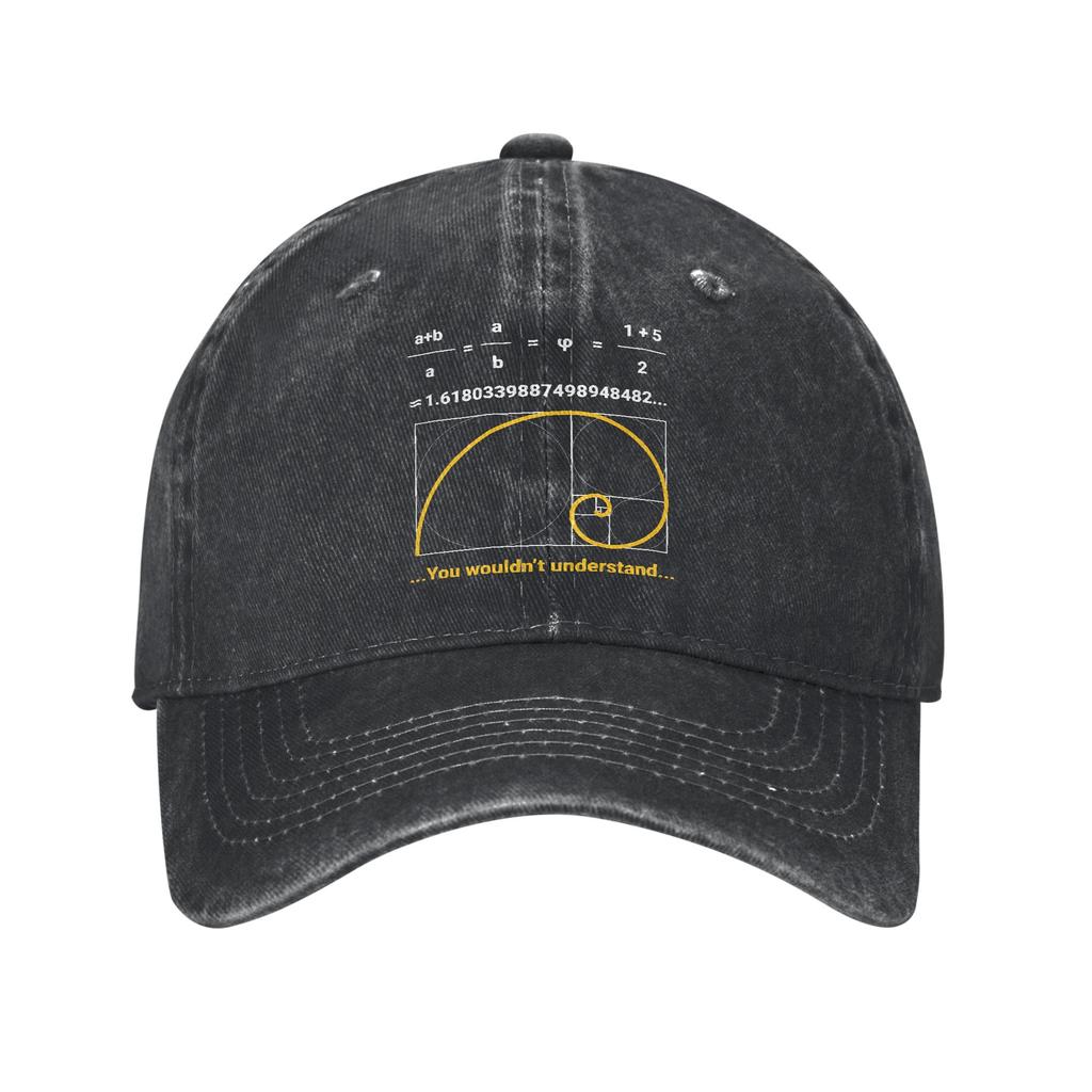 Golden Ratio Fibonacci Spiral Geometry Unisex Baseball Caps Geek Math Distressed Washed Caps Hat Outdoor All Season Snapback Cap