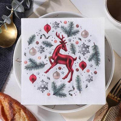 Christmas Napkins Reindeer Dinner Paper Hand Towels for Xmas Decoration