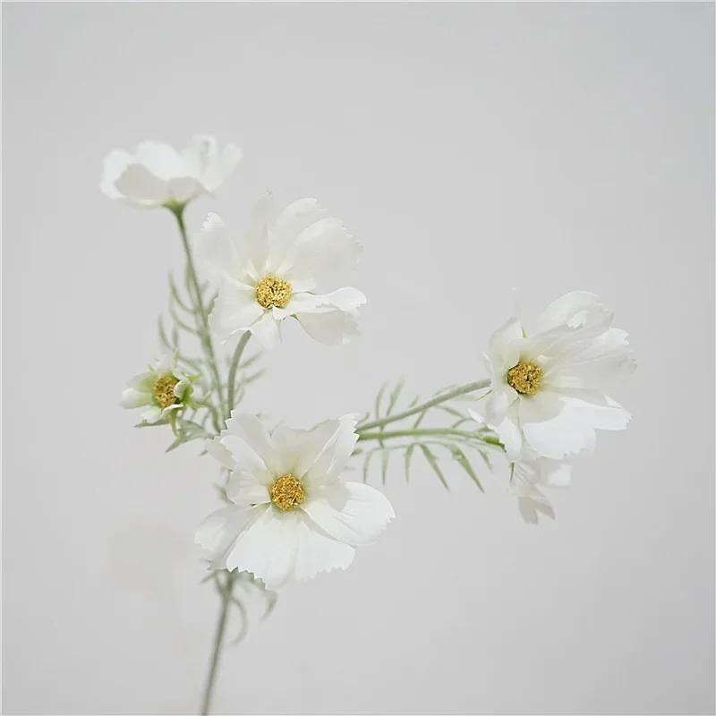 

3pcs Simulation Gesang Flowers Silk Fake Flower Green Plant Holiday Decorative Artificial Orange Pink Cosmos Bedroom Decoration белый