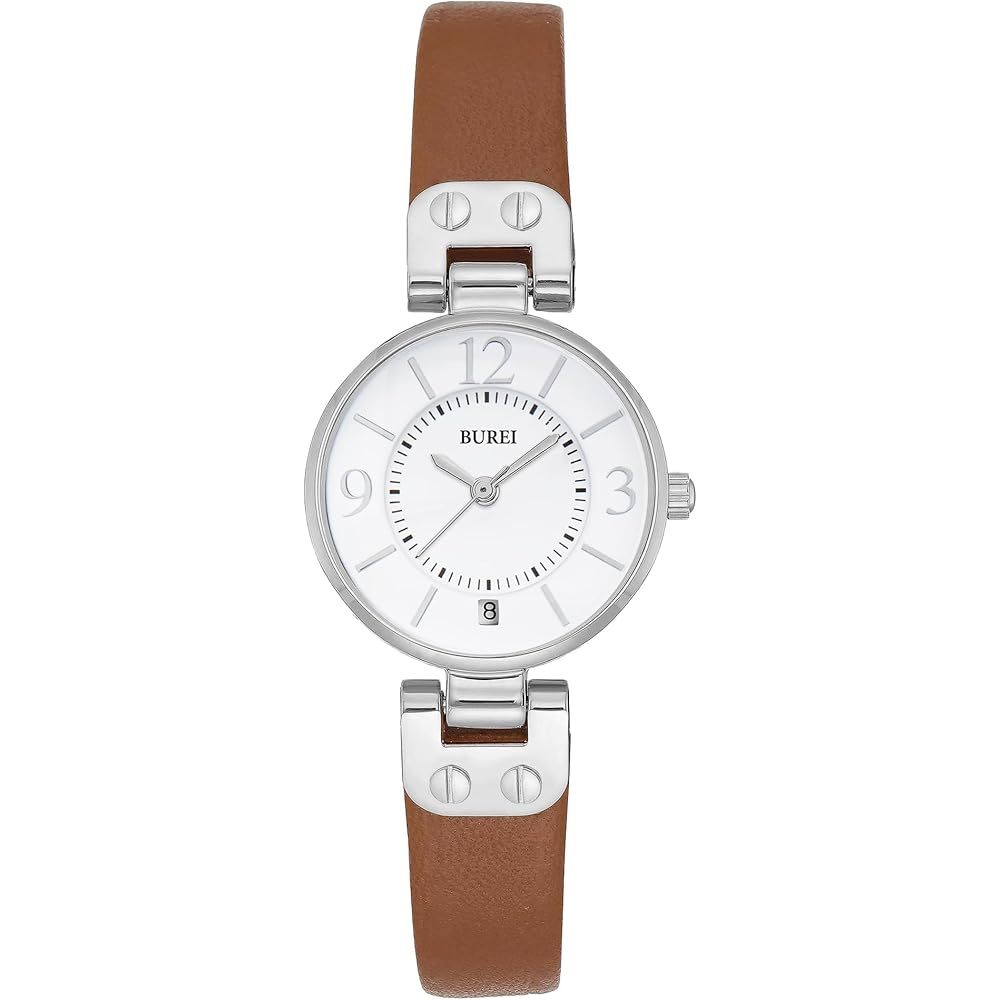 BUREI Women s Analog Quartz Watch Waterproof Lightweight Simple Leather Strap Casual Business Gift