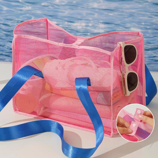 Beach Mesh Bag Large Capacity with Reinforced Bottom Tote Holds Wet Swimsuits Foldable Travel