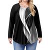 Women's Plus Size Fashion Printed Casual Pleated Round Neck Long Sleeve Top