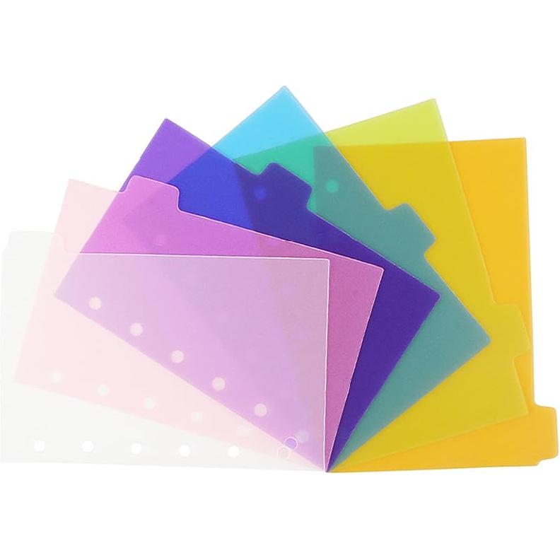 Mogoostry 2 Pack A5 Binder Dividers 6 Tabs Clear Plastic Binder Index Tabs Planner Divider for Round Ring Binder Sheet Protector (Total 12 Dividers)
